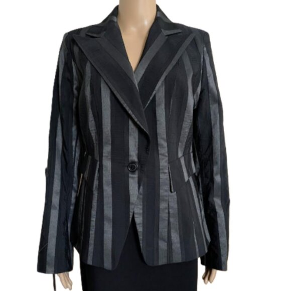 Sinequanone Paris Black Geometric Stripe Blazer Statement Tailored Jacket - Picture 3 of 6